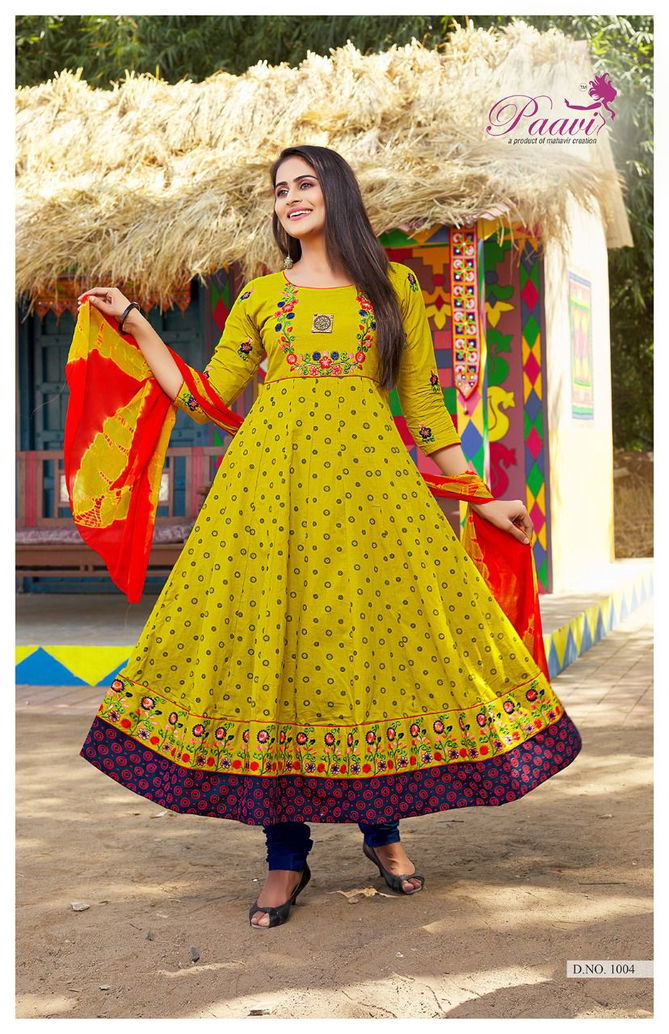 Paavi Panna 17 Fancy Festive Wear Cotton Kurti With Bottom And Dupatta Collection